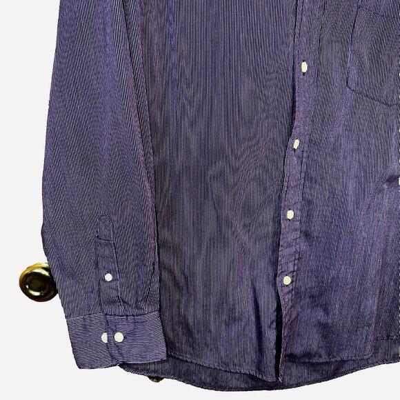 Saddlebred Purple Stripe Button-Down Shirt L Preppy Quiet Luxury Workwear - Picture 3 of 6